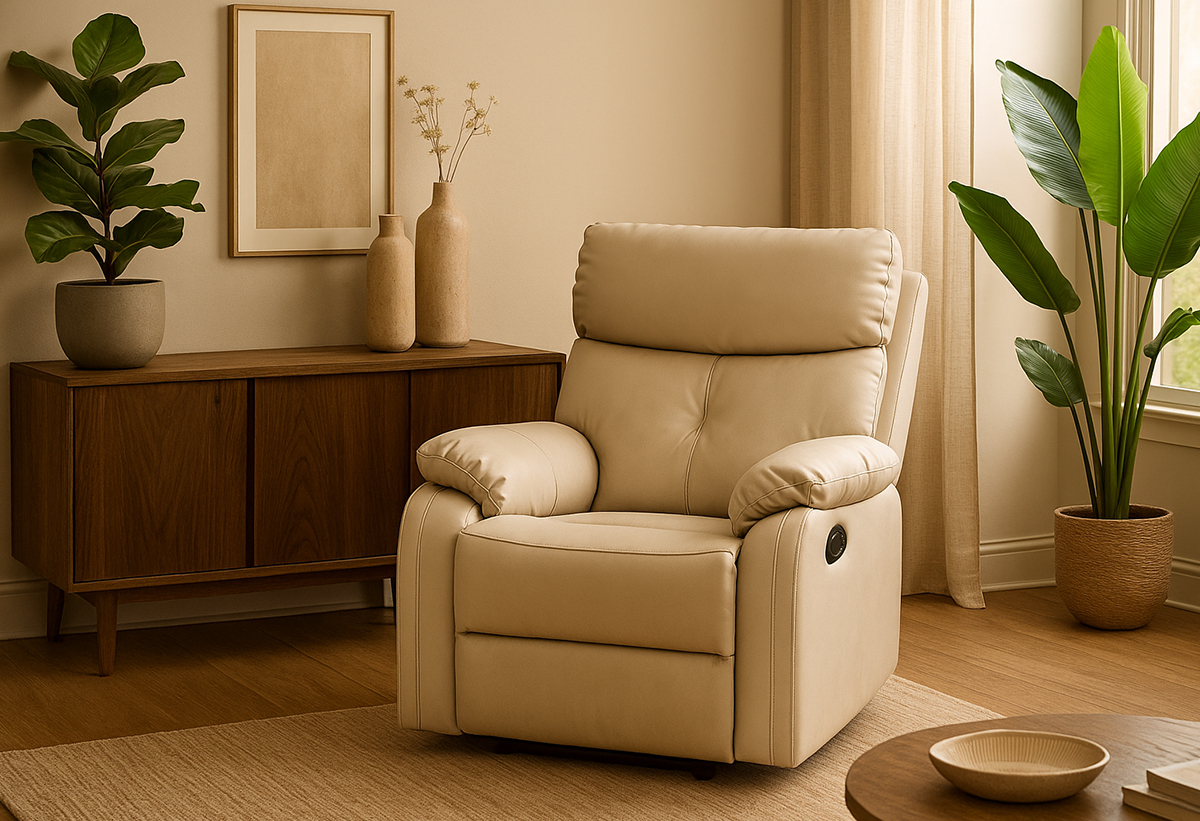 Παρουσιάζεται η πολυθρόνα σε ένα σαλόνι.